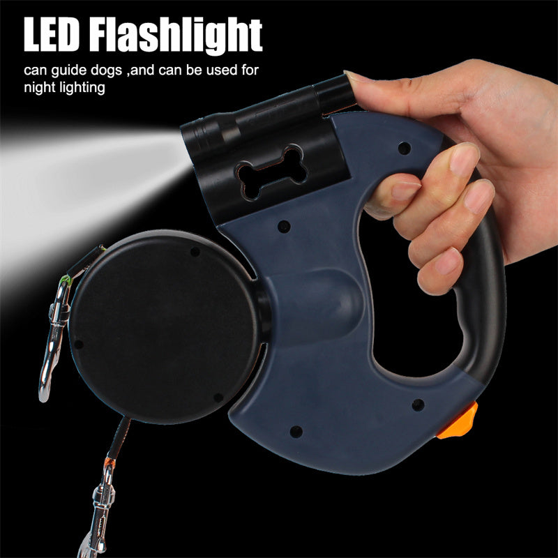 🐾 Guinzaglio Retrattile Doppio con Luce LED – Anti-Groviglio 360° per Cani