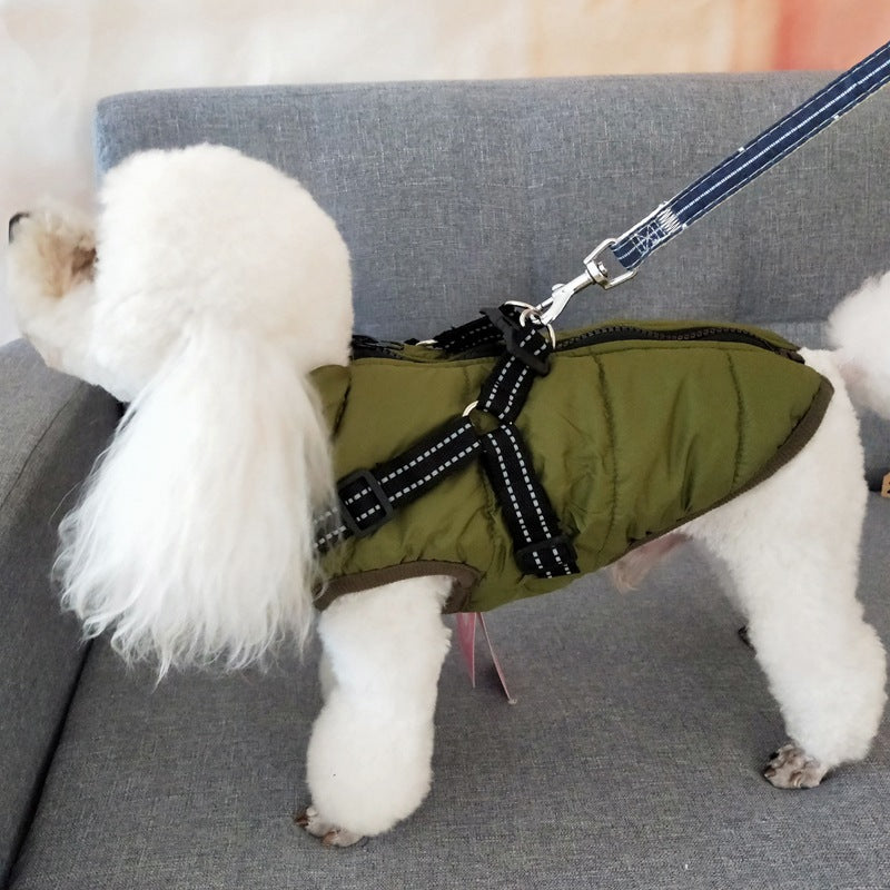 🐶 Cappotto impermeabile caldo per cani con pettorina e chiusura zip