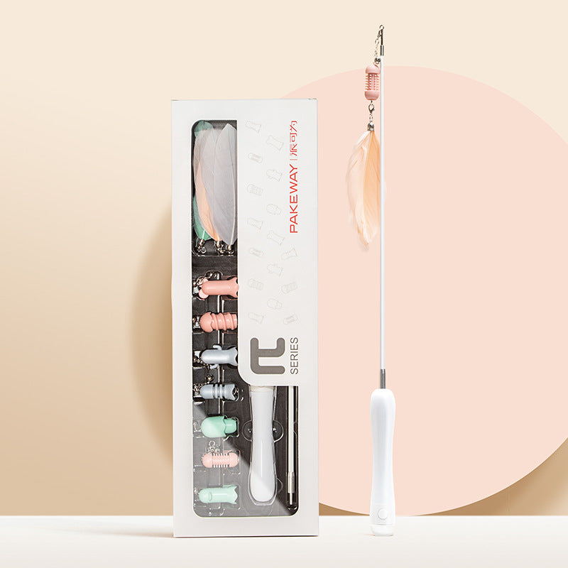 🐱 Set Giocattoli Interattivi per Gatti – Laser + Bacchetta con Piuma Estensibile