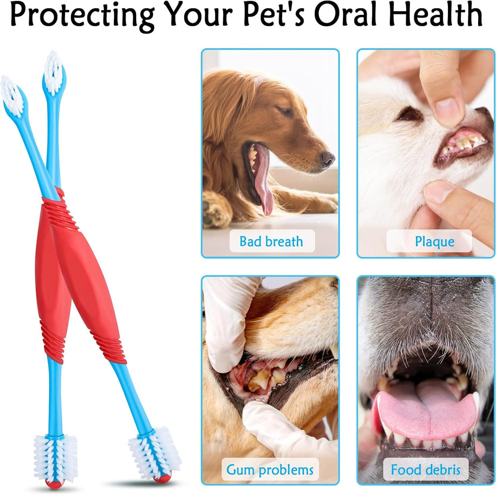 Spazzolino Dentale 360° per Cani e Gatti – Doppia Testina per Pulizia Profonda 🐶🐱🦷