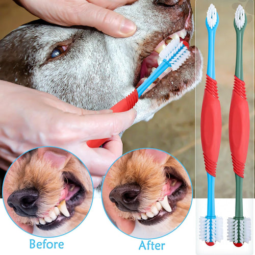 Spazzolino Dentale 360° per Cani e Gatti – Doppia Testina per Pulizia Profonda 🐶🐱🦷