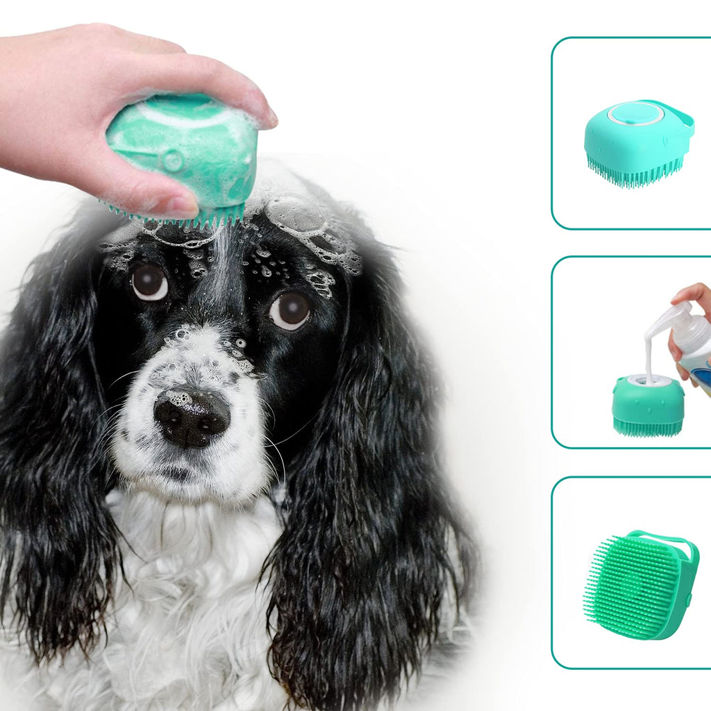 🐶🐱 Spazzola massaggiante con dispenser shampoo per bagno animali