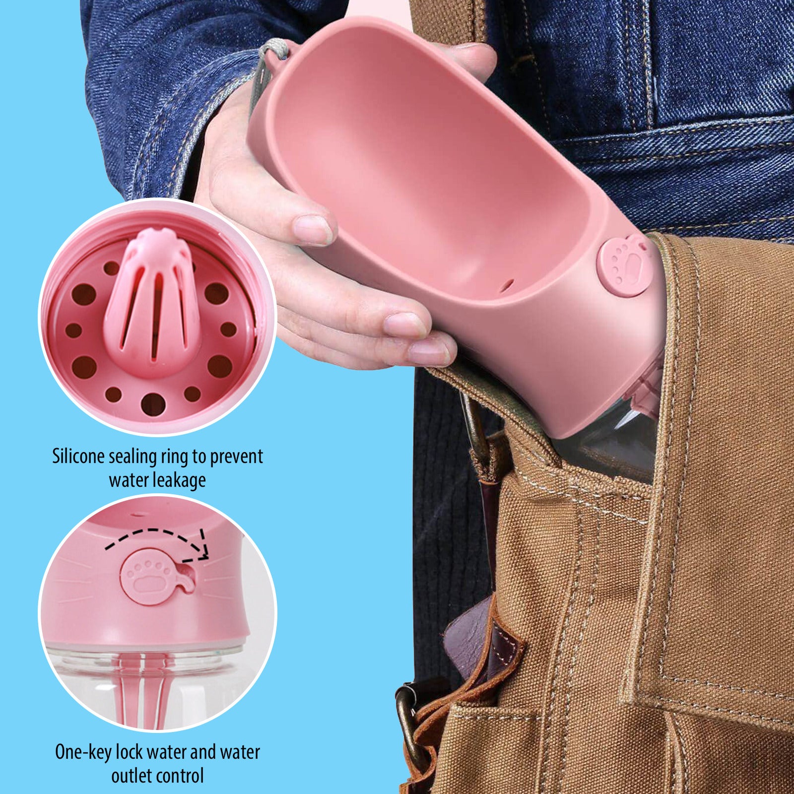 🐶 Bottiglia Portatile 2 in 1 per Cani – Acqua + Snack da Viaggio