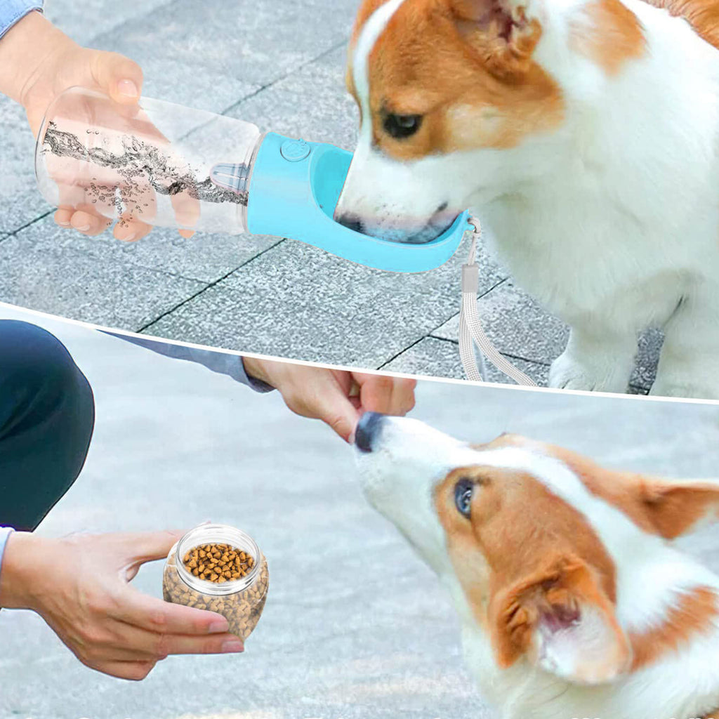 🐶 Bottiglia Portatile 2 in 1 per Cani – Acqua + Snack da Viaggio