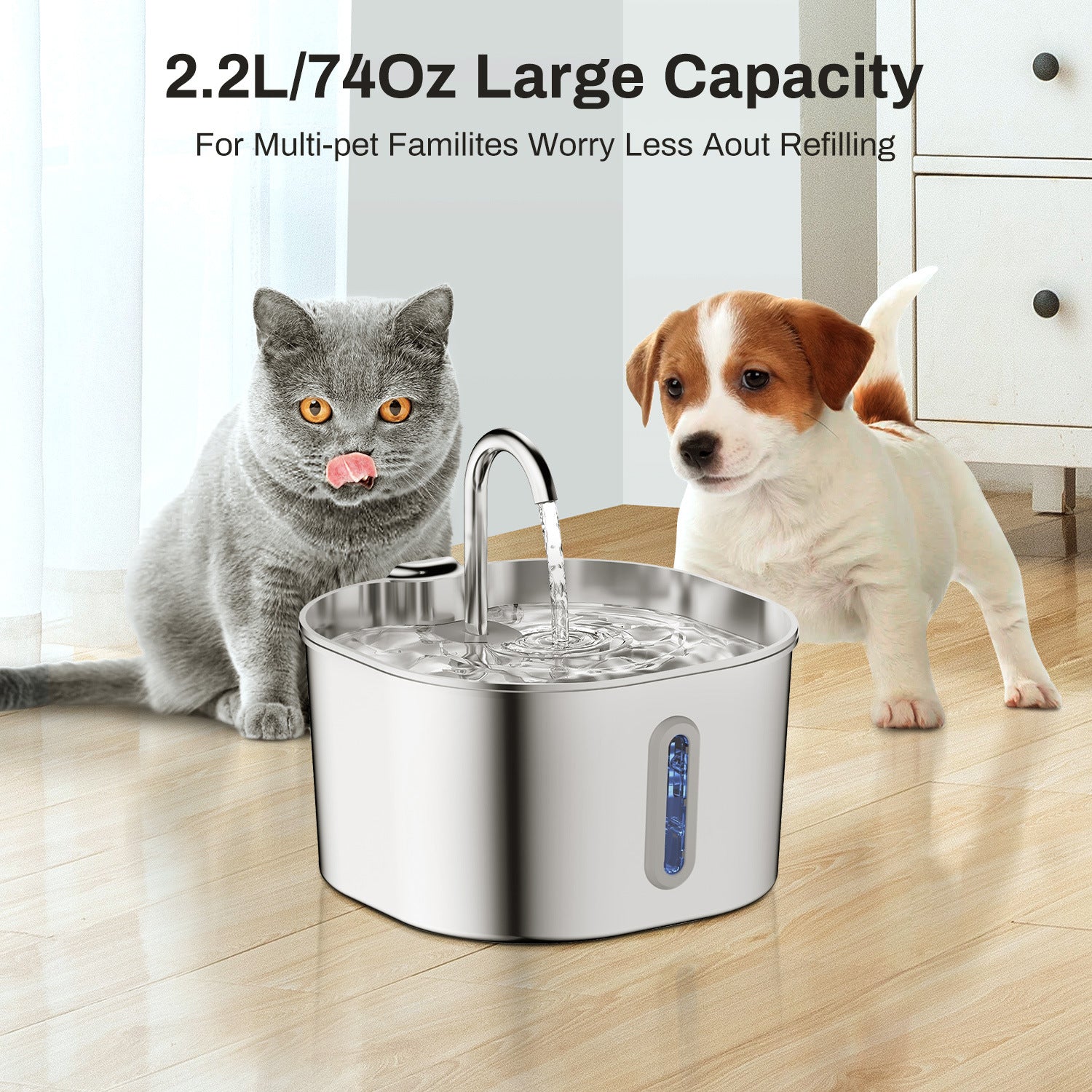 💧 Fontanella Automatica per Gatti e Cani in Acciaio Inox – Distributore d’Acqua con Filtro e Circolazione Continua