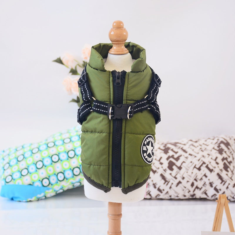 🐶 Cappotto impermeabile caldo per cani con pettorina e chiusura zip