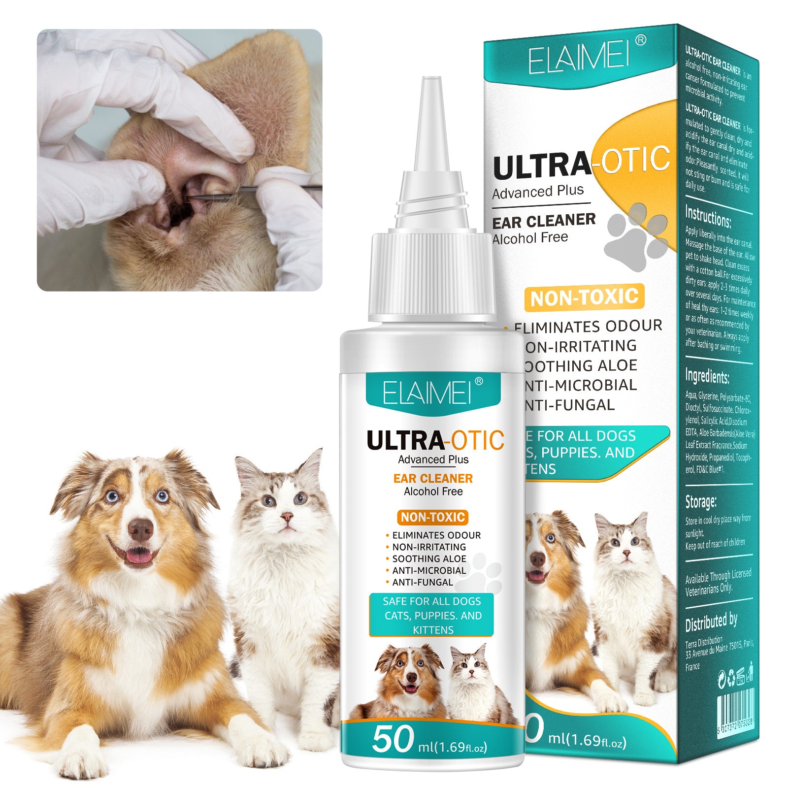 Detergente Orecchie per Cani e Gatti – Soluzione Delicata per Pulizia Auricolare 🐶🐱🩺