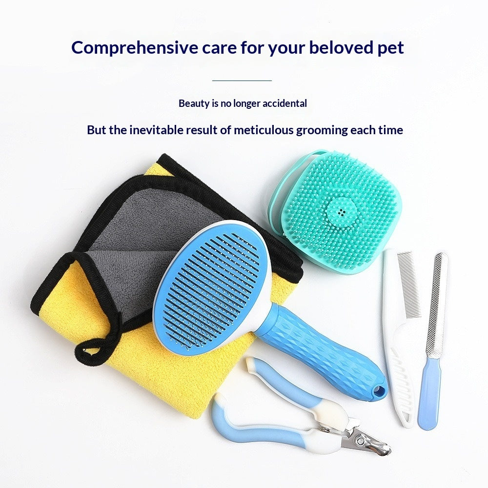 🐾 Kit Toelettatura Completo per Cani e Gatti – Spazzola, Tagliaunghie e Asciugamano Assorbente
