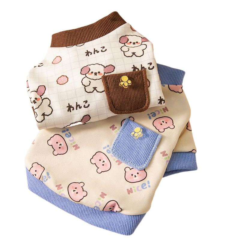 🐻 Maglioncino caldo autunno inverno per cani e gatti con taschina orsetto