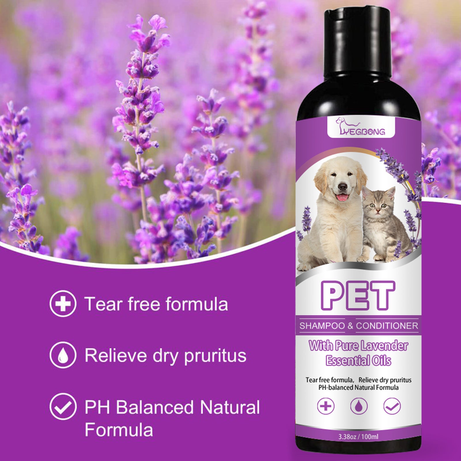 🐶 Shampoo lenitivo per cani e gatti – elimina prurito e cattivi odori