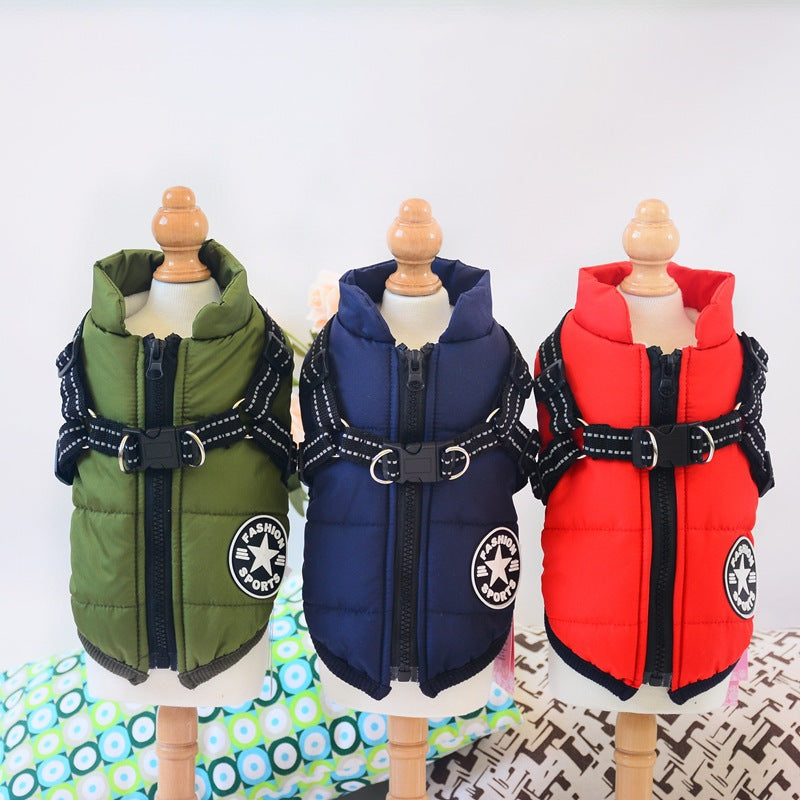 🐶 Cappotto impermeabile caldo per cani con pettorina e chiusura zip