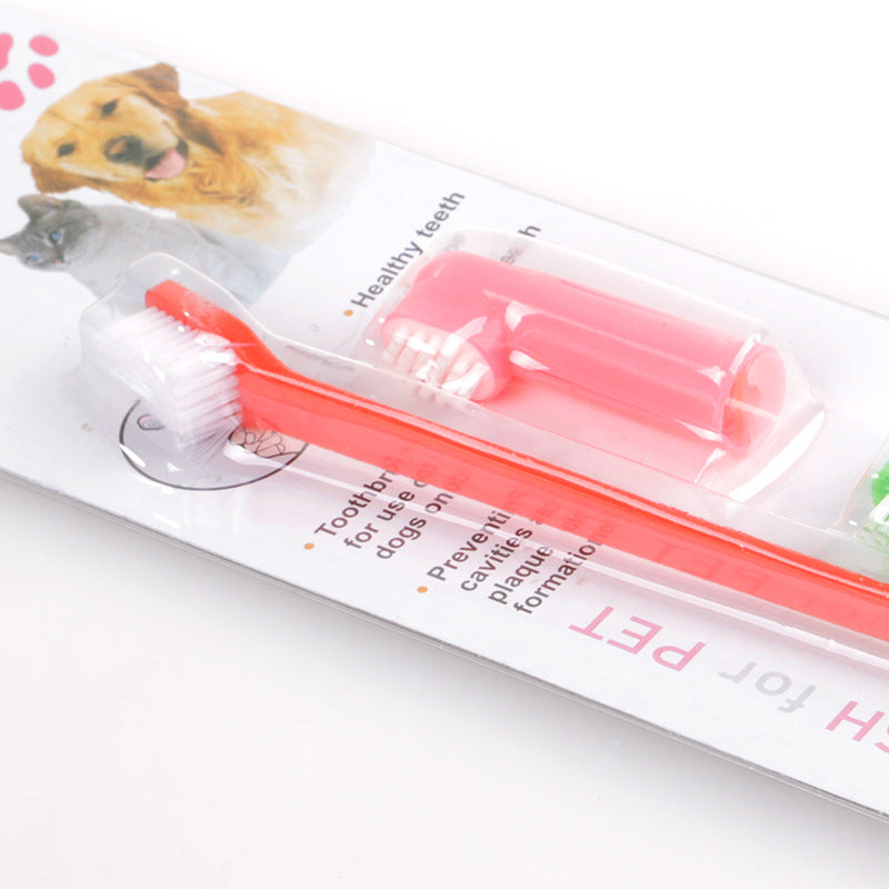 🦷 Set spazzolini per cani e gatti – doppia testina + spazzolino da dito