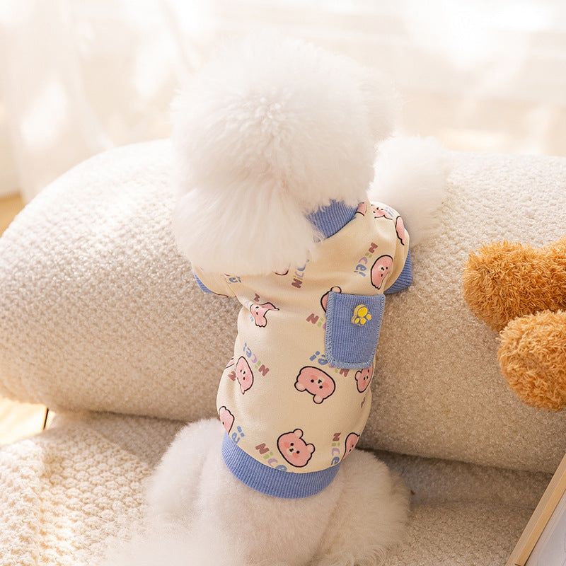 🐻 Maglioncino caldo autunno inverno per cani e gatti con taschina orsetto