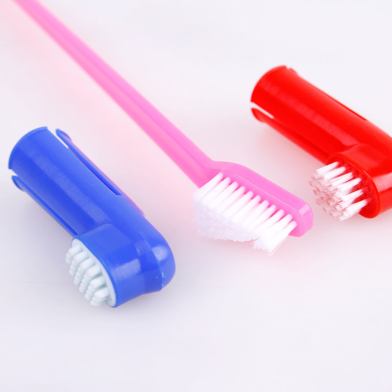 🦷 Set spazzolini per cani e gatti – doppia testina + spazzolino da dito