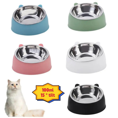 Ciotola Inclinata in Acciaio Inox per Gatti e Cani Piccoli 🐱🐶 Ergonomica Antiscivolo 15° per Cibo e Acqua – Acciaio Inox 🐾