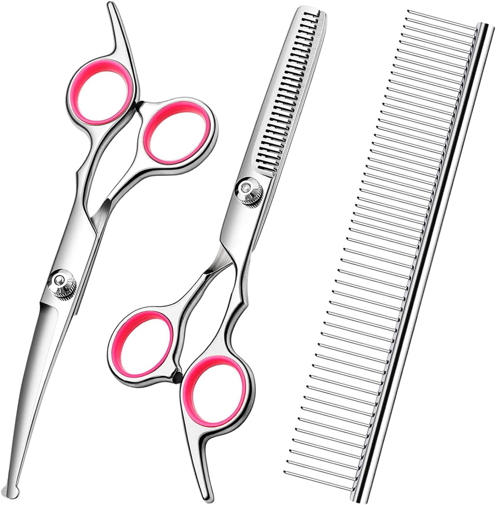 🐶🐱 Set forbici professionali per toelettatura – dritte, sfoltitrici e pettin