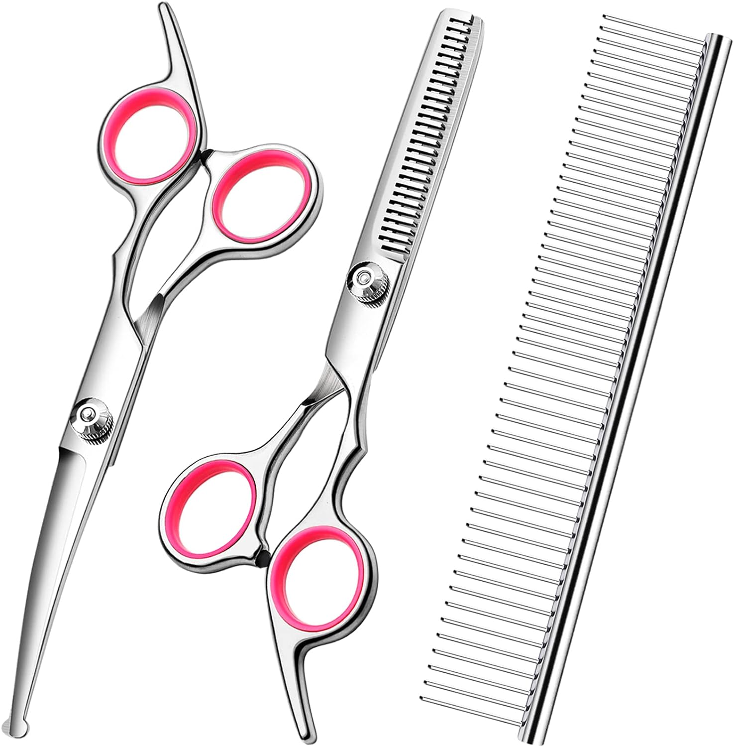 🐶🐱 Set forbici professionali per toelettatura – dritte, sfoltitrici e pettin