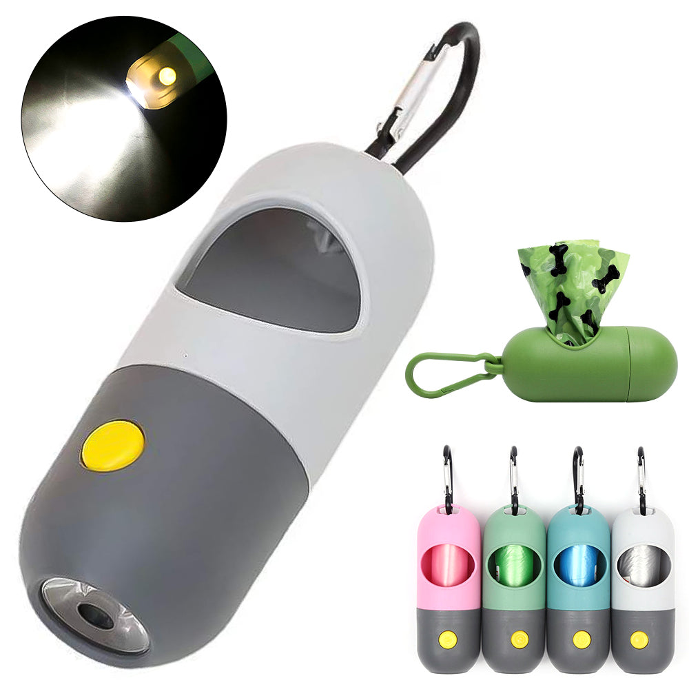 🐕 Dispenser sacchetti per cani con luce LED – pratico e compatto